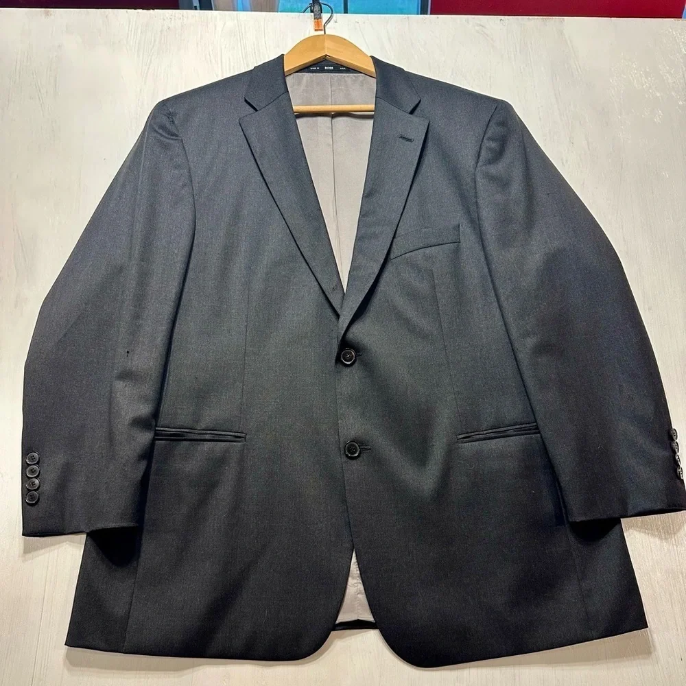 Hugo Boss Pasolini/Movie US 44S Blazer Jacket Super 100 Wool Gray Made in USA